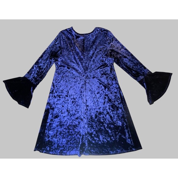 Karen Kane Velvet Flared Sleeve Midi Dress Womens XL Purple Witchy Whimsy Goth - Picture 7 of 10